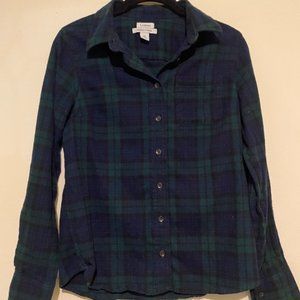 LL Bean Slightly Fitted Flannel Shirt in Black Watch Tartan, size XS